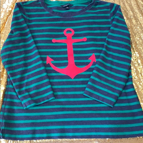 Lands End Striped Anchor Sweater - Picture 1 of 7